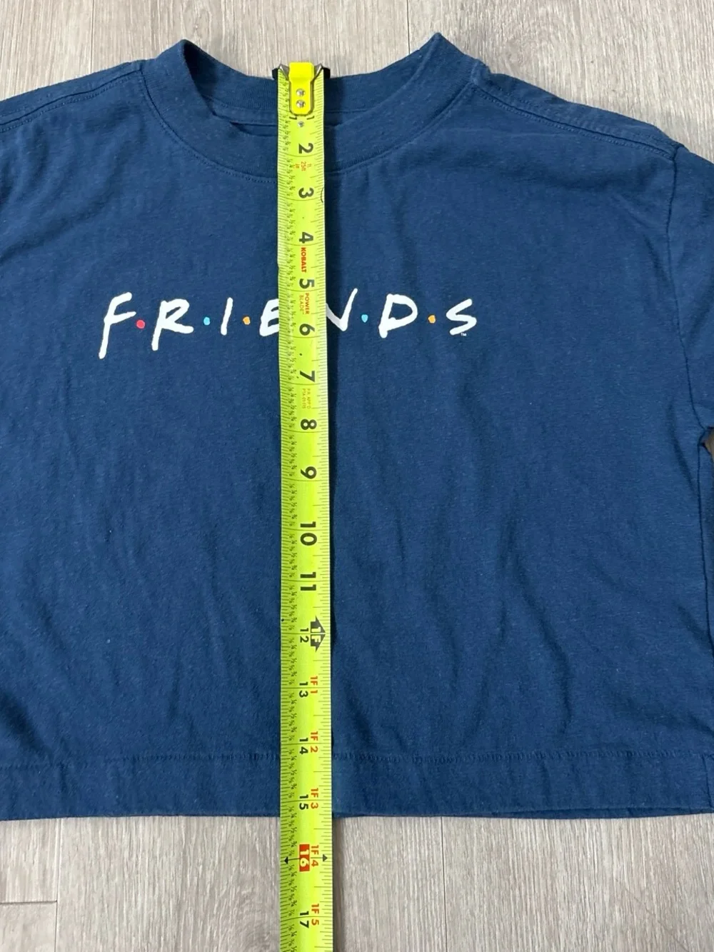 Gap Teen Girls Friends Graphic Boxy Crop T-Shirt Navy Blue Short Sleeve Size M